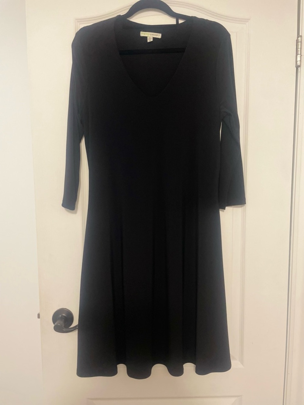 Shannon Passero Black V-Neck Long Sleeve A-Line Dress, Size Medium